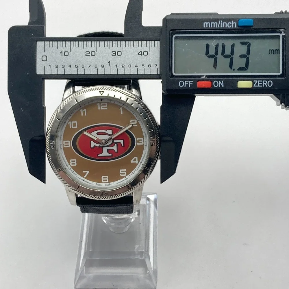 San Francisco 49ers Men's Watch NFL 44mm Silver Tone Logo Sparo Nylon Band 9